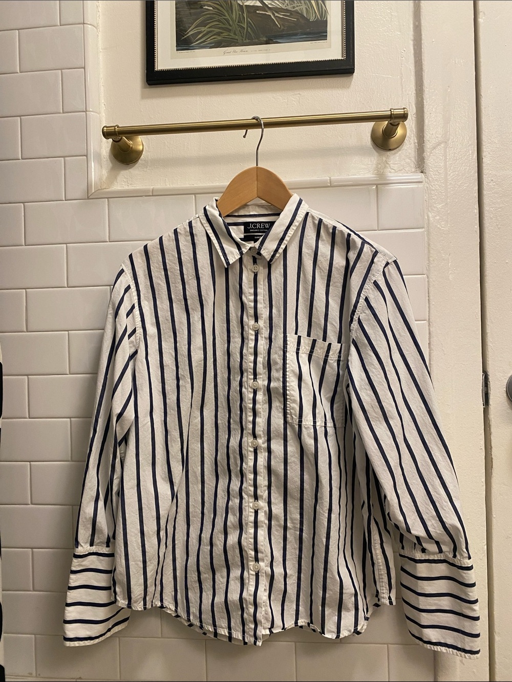J. Crew Garçon Shirt in Navy Stripped Cotton Poplin